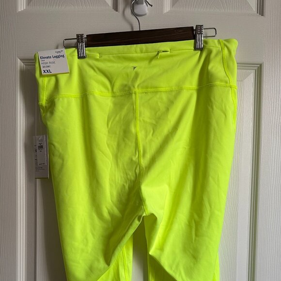 Old Navy Active Elevate Go-Dry High-rise Leggings XXL Fluorescent Yellow NWT - Picture 3 of 12